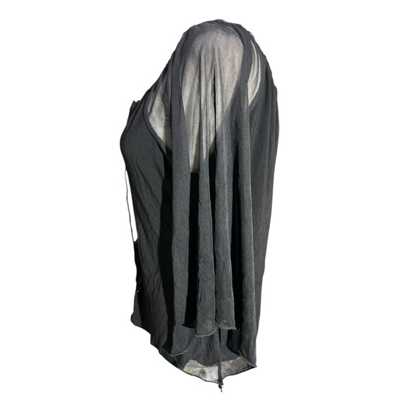 Y2K Anna Blouse Lace Up Front Black Whimsigoth Grunge Witchy Lightweight Sz 1X - Picture 14 of 16